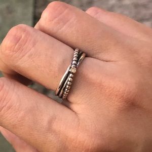 Pandora Sterling Silver and 14k Diamond Ring Size